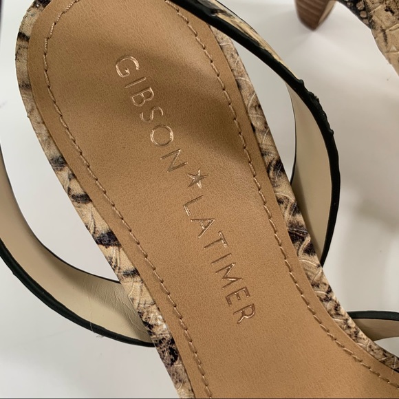 Gibson Latimer Sandal Leather Snakeskin Ankle Strap Low Heel 7.5 NWT - Picture 11 of 14